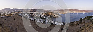 Beautiful panorama with a view of Bodrum cows grazing in the foreground