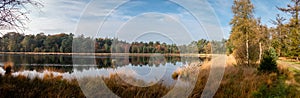 Beautiful panorama view of a bog lake in the Netherlands