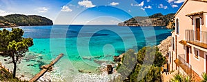 Beautiful panorama view of island scenery at seaside of Camp de Mar on Majorca