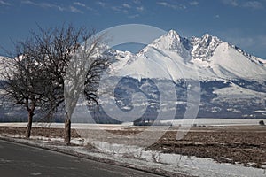 Panorama of the Slovak Tatras in winter time