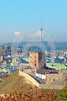 Beautiful panorama of Vilnius, Lithuania, with Gediminas castle and TV tower