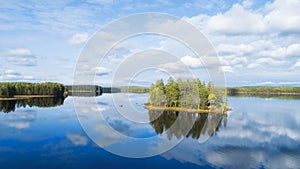 Beautiful panoramic aerial view of the lake in Finland.