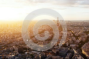 Beautiful panoramic aerial view of Paris