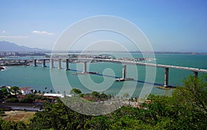 Beautiful Panoramic Aerial View of Vitoria City with Terceira Ponte Bridge, Espirito Santo, Brazil