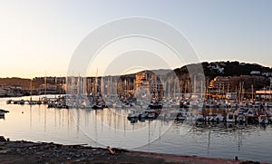 Beautiful panoramic of Arenys de Mar port in El Maresme coast, Barcelona photo