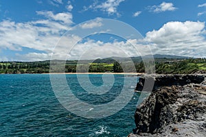 Beautiful panoramic Honokahua Bay vista in Kapalua on Maui, Hawaii