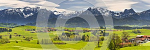 beautiful panoramic landscape with alps mountain range