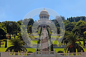 Beautiful panoramic landscape with Bahai Gardens in Haifa, Israel.