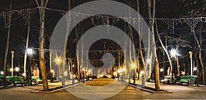 Beautiful panoramic photo of Alley of Classics in Chisinau, Moldova.