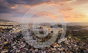 Beautiful, panoramic view of the Acropolis of Athens, Greece