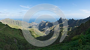 Beautiful panoramic view of the Anaga Mountain range with ocean