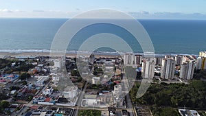 Beautiful panoramic view of the beach on the coast seen from drones from the highest par