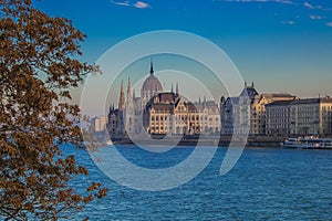 Beautiful panoramic view of Budapest with Parliament and the Danube embankment in Hungary