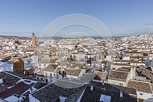 Beautiful panoramic view of the city of Antequera with its church, its white houses and tile roofs
