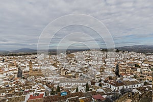 Beautiful panoramic view of the city of Antequera and the Royal Collegiate of San Sebastian