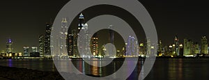 Beautiful panoramic view of Dubai at night time, UAE United Arab