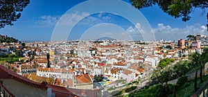 Beautiful panoramic view from Grasa viewpoint miradouro in Lisbon, Portugal. photo