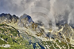 Beautiful panoramic view of the High Tatras mountains in the early autumn, Slovakia