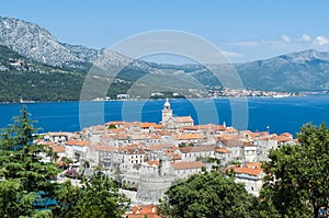 Beautiful, panoramic view of Korcula old town in Croatia