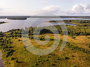 Beautiful panoramic view of Lake Seliger in Ostashkovsky District of Tver Oblast in Russia
