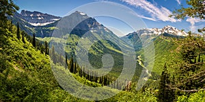 Panoramic view of Logan Pass in Glacier National Park, Montana photo