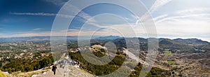 Beautiful panoramic view from the Mausoleum of Petar II Petrovic-Njegos . Montenegro autumn 2019