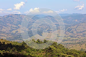 Beautiful panoramic view of the mountains in Costa Rica with green jungle