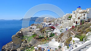 Beautiful panoramic view of Oia, Santorini, Greece.