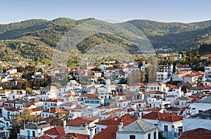 Panoramic view of old town on Skopelos Island, Northen Sporades, Greece photo