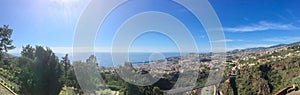 Beautiful panoramic view over Funchal bay, city, harbour and Mediterranean sea