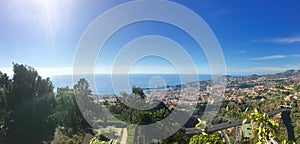 Beautiful panoramic view over Funchal bay, city, harbour and Mediterranean sea