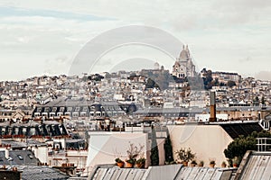 Beautiful panoramic view of Paris with the Basilica of the Sacred Hear