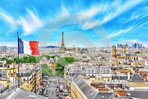 Beautiful panoramic view of Paris from the roof of the Pantheon.