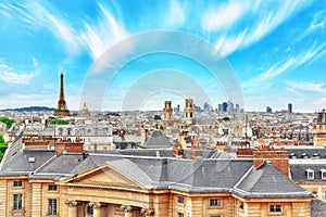 Beautiful panoramic view of Paris from the roof of the Pantheon.