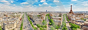 Beautiful panoramic view of Paris from the roof of the Triumphal photo