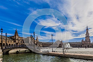 Beautiful panoramic view of the plaza de espaÃ±a in seville