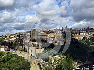 Beautiful panoramic view of Toledo, Spanish medieval cityscape, Castillaâ€“La Mancha, Spain
