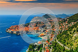 Beautiful panoramic view of the walled city,Dubrovnik,Dalmatia,Croatia