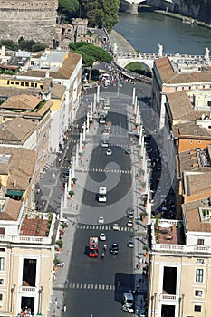 Beautiful panoramic views of the via della Conciliazione in Rome photo