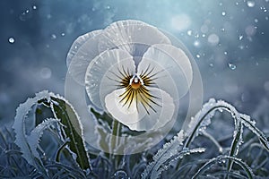Beautiful pansies bloom in a surreal dreamlike artistic background. photo