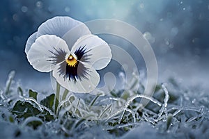 Beautiful pansies bloom in a surreal dreamlike artistic background. photo