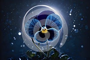 Beautiful pansies bloom in a surreal dreamlike artistic background. photo