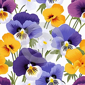 Beautiful Pansies Flowers Wallpaper With Retro Color Schemes