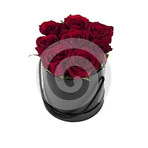 Beautiful paper pot of red roses