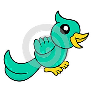 A beautiful parakeet is chirping, doodle icon image kawaii