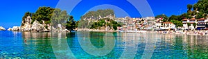 Greek holidays - sunny colorful Parga town with amazing crystal photo