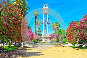 Beautiful park in the center of Seville - Prado de San Sebastian photo