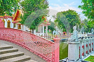 The beautiful park of Wat Benchamabophit Dusitvanaram Marble Temple, Bangkok, Thailand