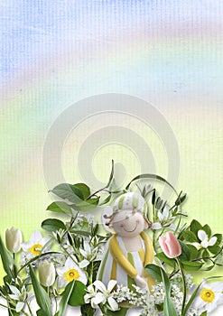 Beautiful pastel background with spring flowers