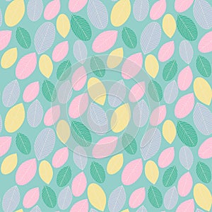 Beautiful pastel leaf seamless pattern background